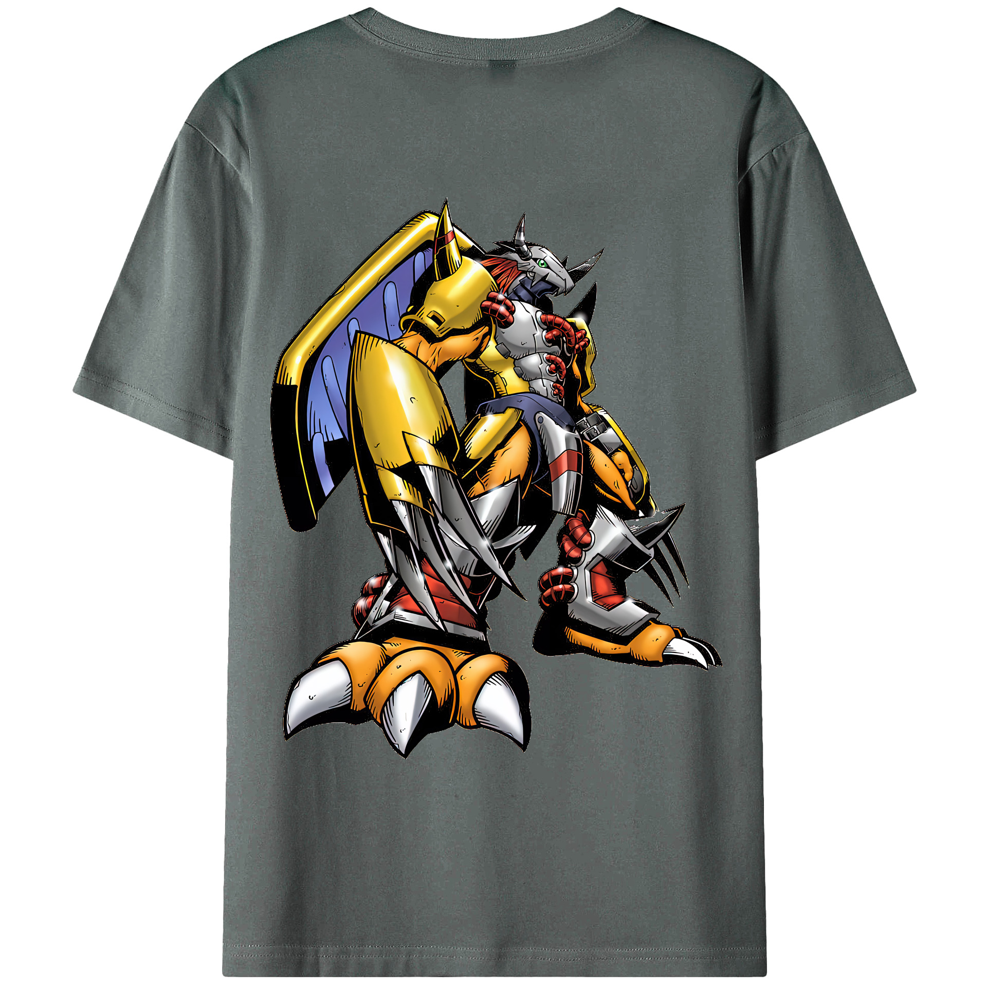 （画像用） Digimon デジタルモンスター/デジモン 綿100％ メンズ半袖Tシャツ（バックプリント） 通気性